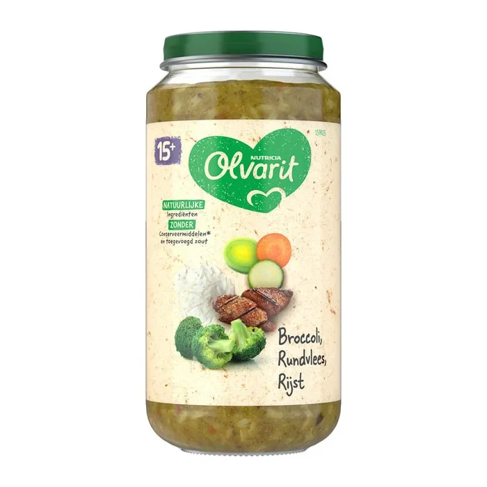 Olvarit Broccoli with beef and rice (from 15 months)