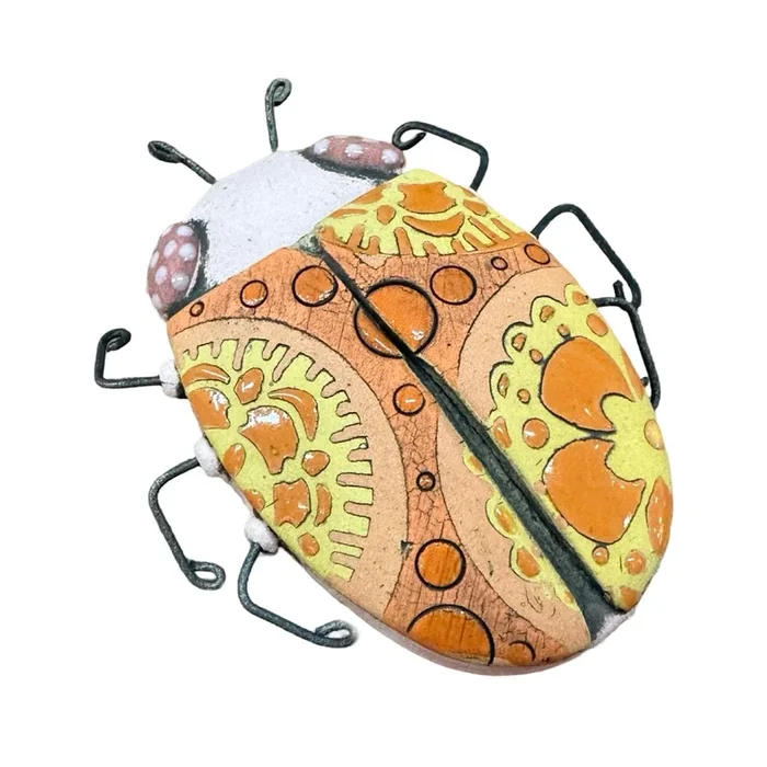 Orange Flower Beetle Oval Ornament