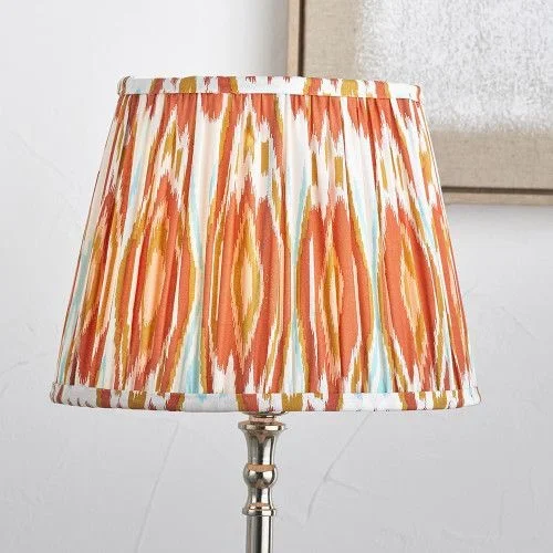 Orange Ikat Patterned Mushroom Pleat Tapered Lampshade