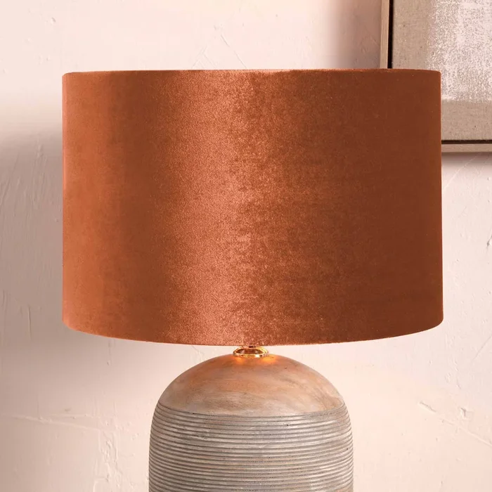Orange Velvet Cylinder Shade for Table Lamps