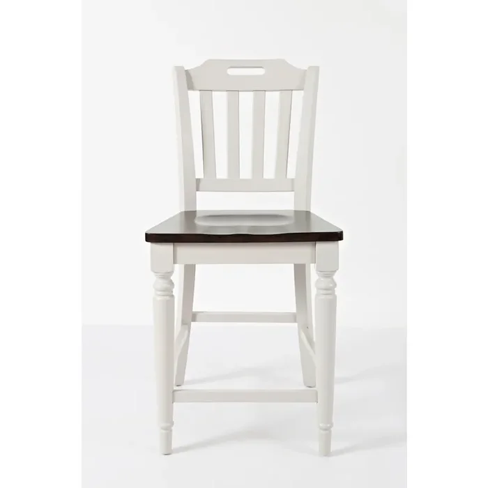 Orchard Park Farmhouse Solid Rubberwood Slatback Counter Height Stool (Set of 2)