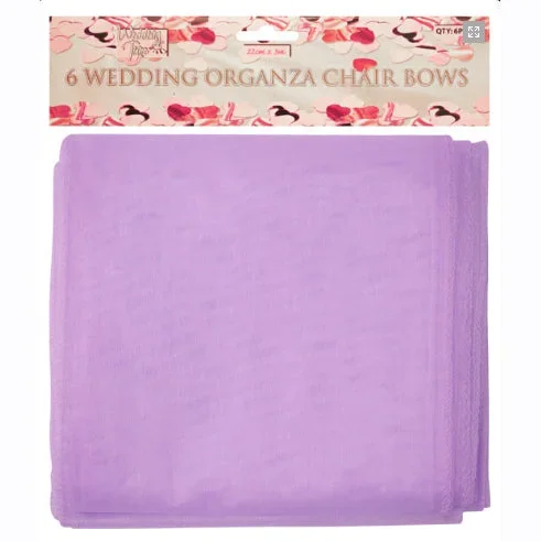 Organza Chairbows 22cm x 3m Lilac 6 pack