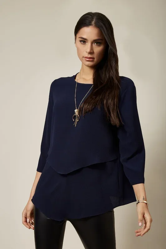 Oversized 3/4 Sleeves Layered Blouse