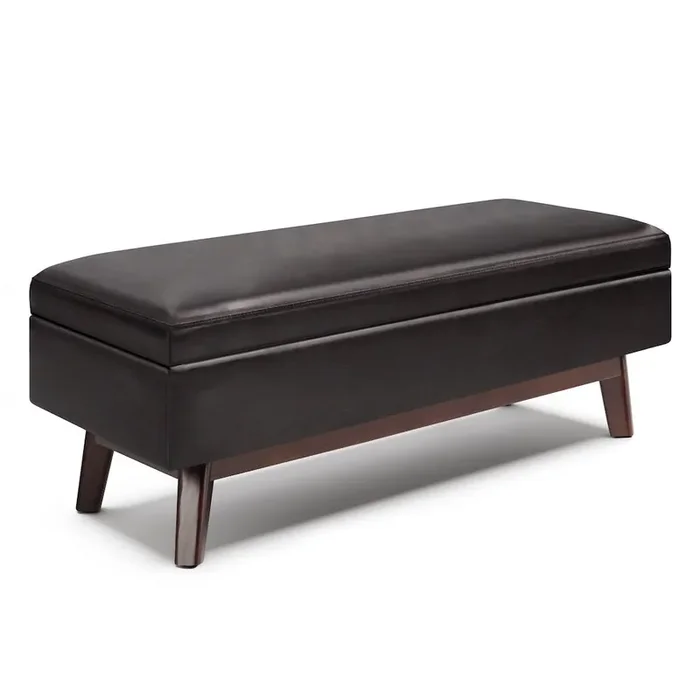 Owen Rectangular Storage Ottoman In Tanners Brown Vegan Faux Leather
