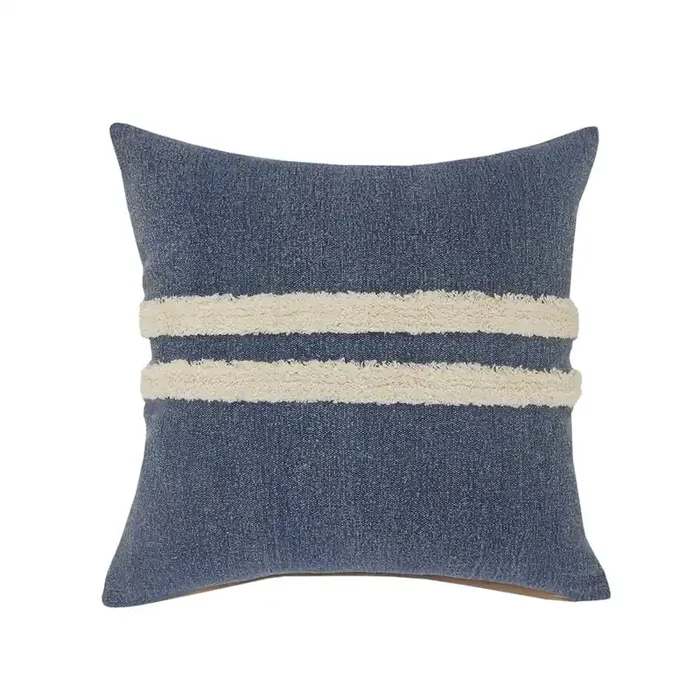Ox Bay Blue/White Stripe All-Natural Cotton Pillow Cover