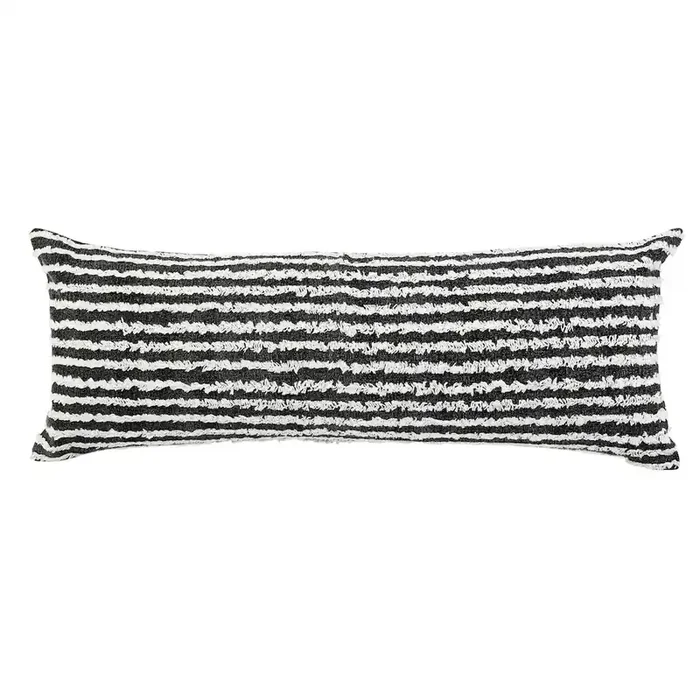 Ox Bay Hand-stitched Black/White Stripe All-Natural Cotton Pillow Cover