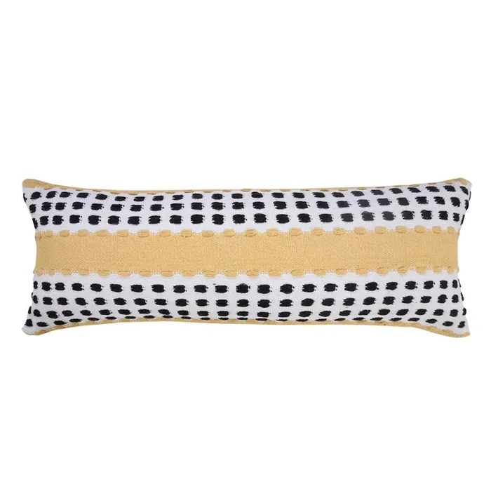 Ox Bay Hand-Woven Yellow/Black Stripe All-Natural Cotton Pillow Cover