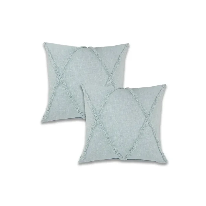 Ox Bay Pastel Blue Solid All-Natural Cotton Square 2 Piece Pillow Cover Set