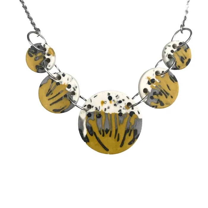 Painterly Multi Pendant Disc Necklace