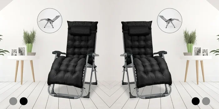 Pair of Zero Gravity Reclining Chair with Cushion & Pillow