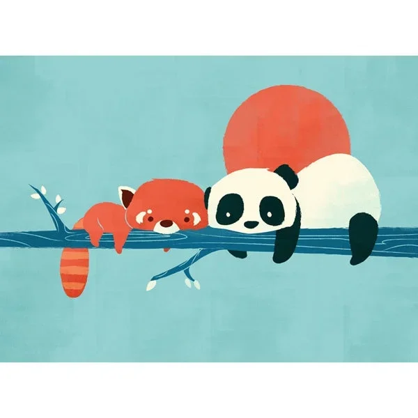 Panda And Raccoon Card