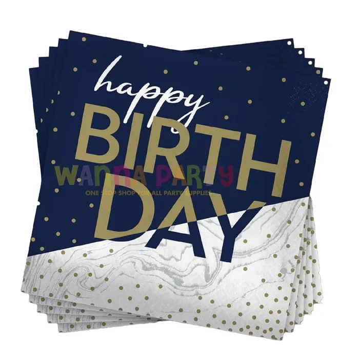 Paper Happy Birthday Napkins (Pack of 15)