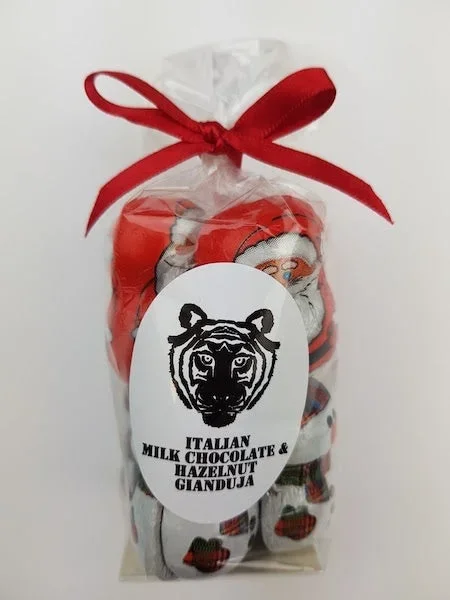 Paper Tiger Milk Chocolate Snowmen and Santas in a Ribboned Bag
