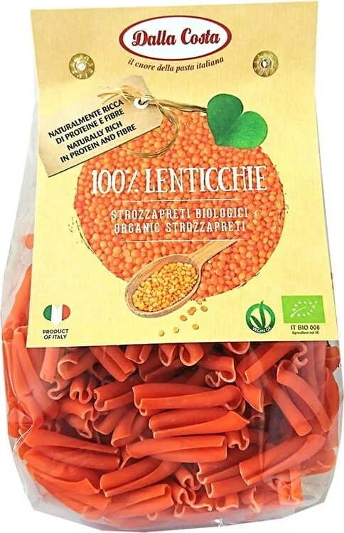 Pasta (rote Linsen) Strozzapreti glutenfrei BIO 250 g – DALLA COSTA