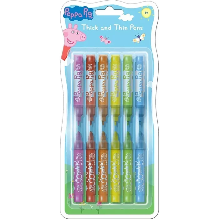 Peppa Pig Thick and Thin Felt Pens 6 pack