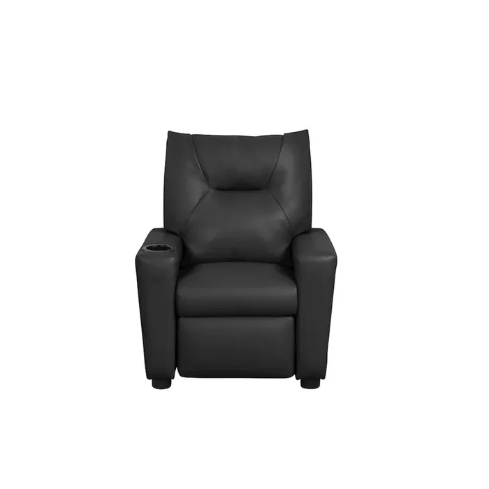 Perline 23″W Black PVC Fabric Kids Recliner Chair with Cupholder