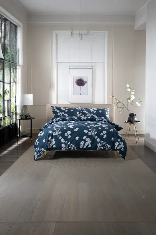 Petite Fleure Printed 100% Cotton Duvet Cover Set with Piped Edges