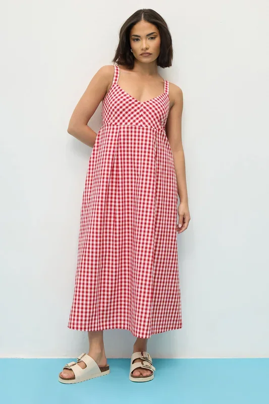 Petite Gingham Midi Dress