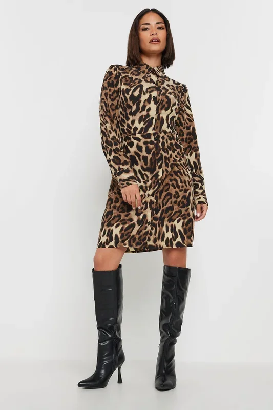 Petite Leopard Print Shirt Dress