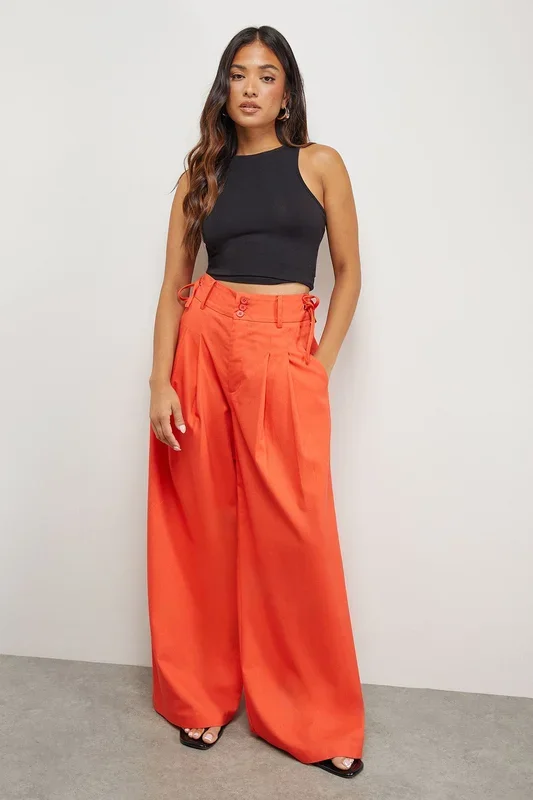 Petite Linen Blend Tailored Trouser