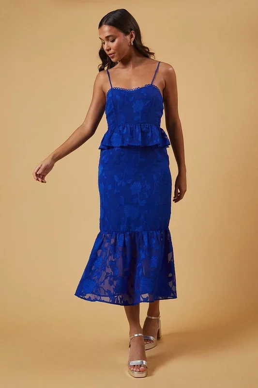 Petite Occasion Jacquard Peplum Midaxi Dress