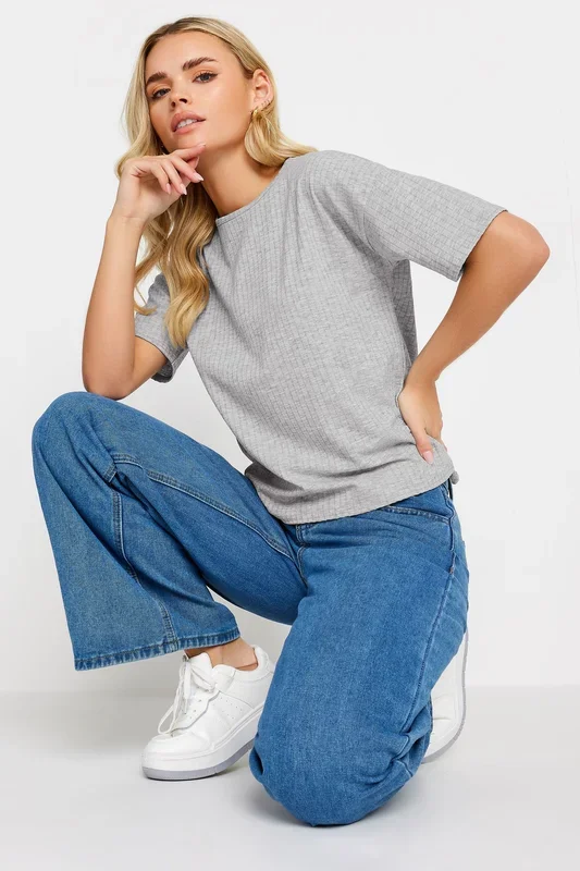 Petite Ribbed Boxy T-Shirt