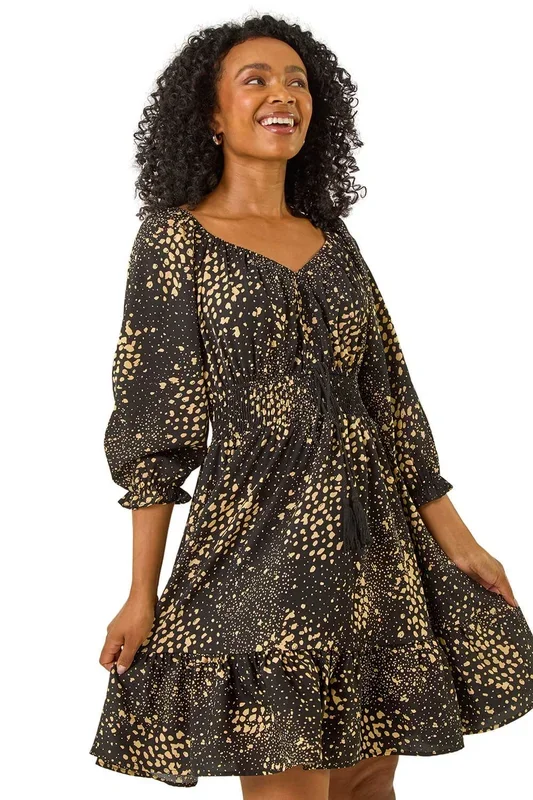 Petite Spot Print Frill Detail Dress