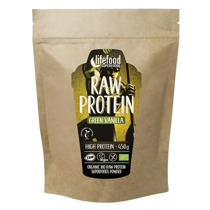 Pflanzliches Protein mit junger Gerste und Vanille roh glutenfrei BIO 450 g – LIFEFOOD