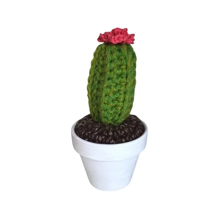 Pink Flower Tall Crochet Cactus – Small