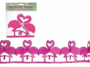Pink Paper Garland Banner Flamingo