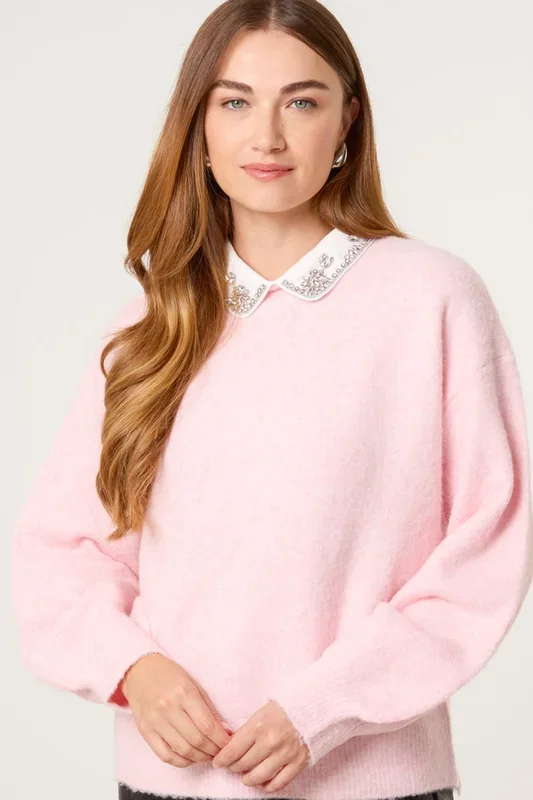 Pink Peter Pan Embellished Jumper