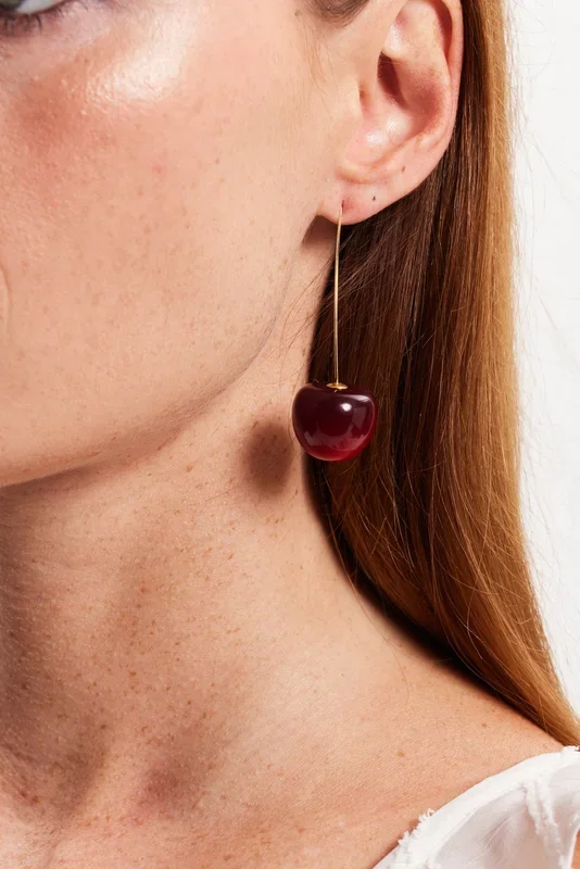 Plain Cherry Drop Style Earring