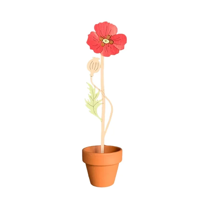 Poppy Potted Wooden Stem