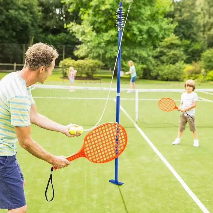 Portable Tetherball Set | Adjustable Height Steel Pole – Soft-Touch Ball and Tennis Bats COSTWAY