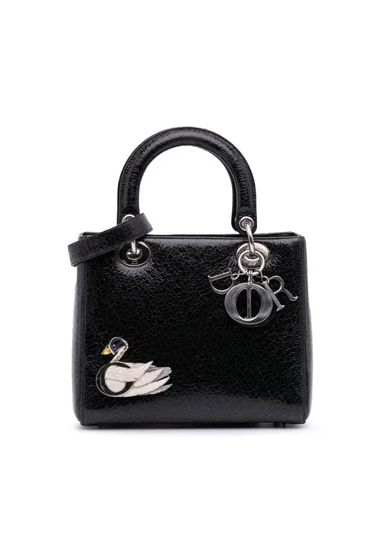 Preloved Elegant Top Handle Bag with Swan Detail Fashionable Accessory
