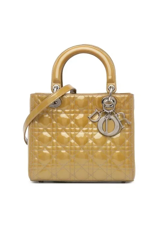 Preloved Elegant Top Handle Leather Handbag with Charm Detail