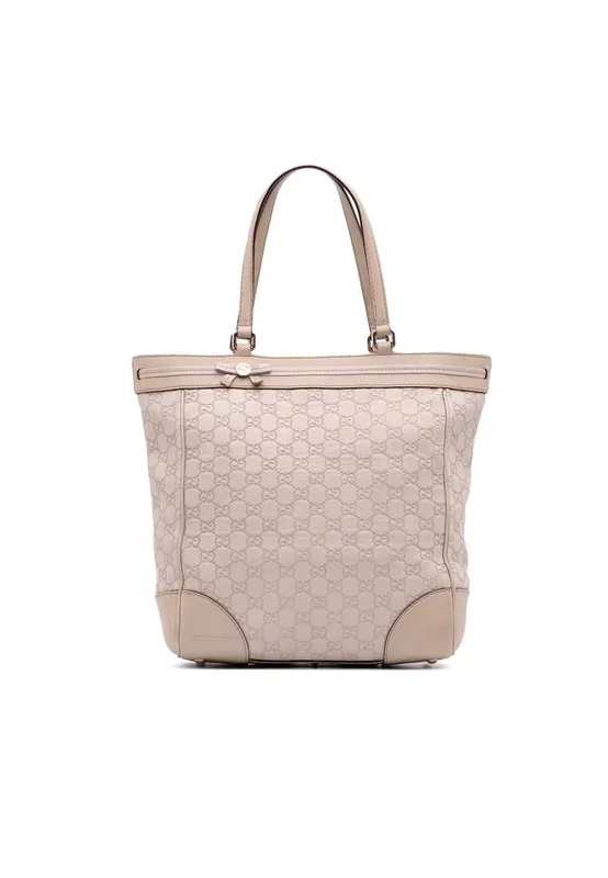 Preloved Embossed Leather Tote- Brown Tote Bags