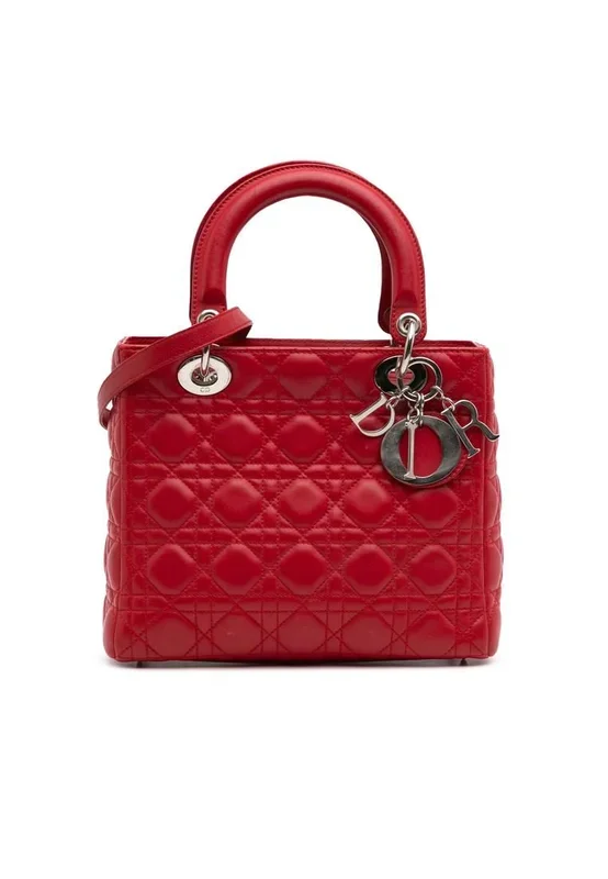 Preloved Lady Medium Tote Quilted Leather- Red Satchel