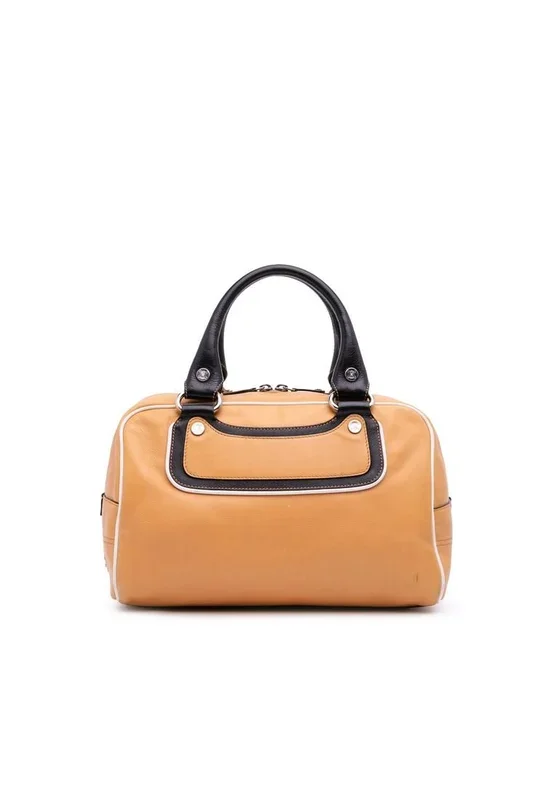Preloved Leather Boston Bag Handbag Luxury Tote with Handles-