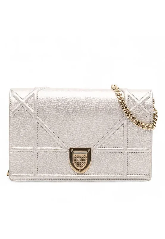 Preloved Leather Chain Wallet- Silver Crossbody Bags