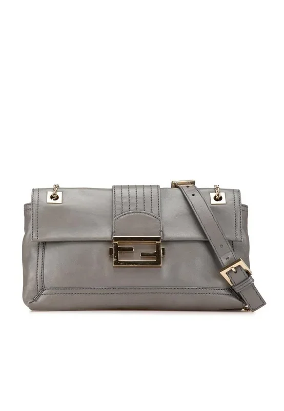 Preloved Leather Shoulder Bag- Gray Crossbody Bags