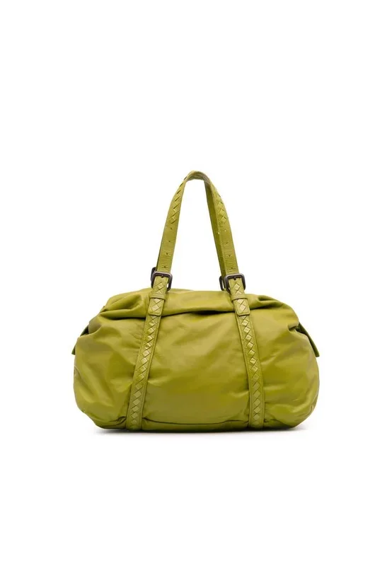 Preloved Leather Top Handle Bag- Green Travel Bags