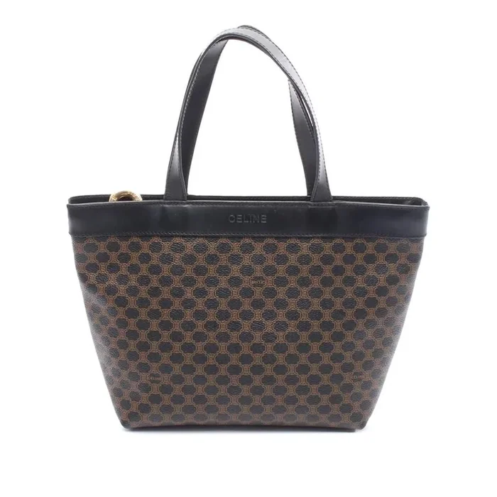 Preloved Printed Pattern Tote Bag- Black Handbags