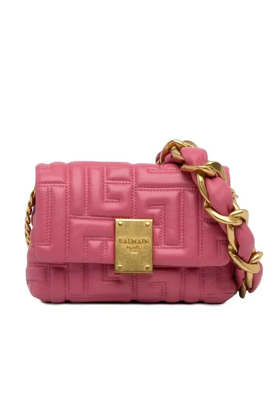 Preloved Quilted Leather Crossbody with Chain Strap- Pink