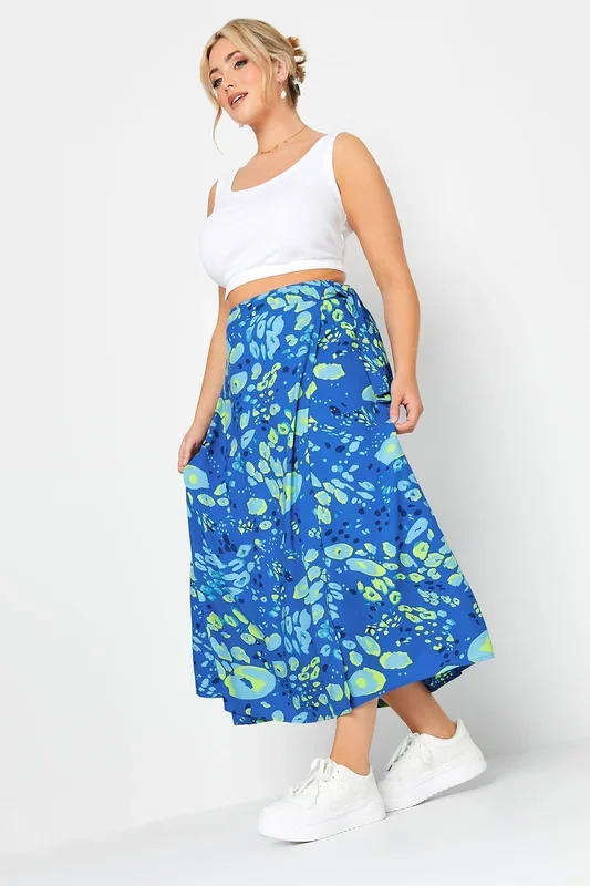 Printed Wrap Maxi Skirt