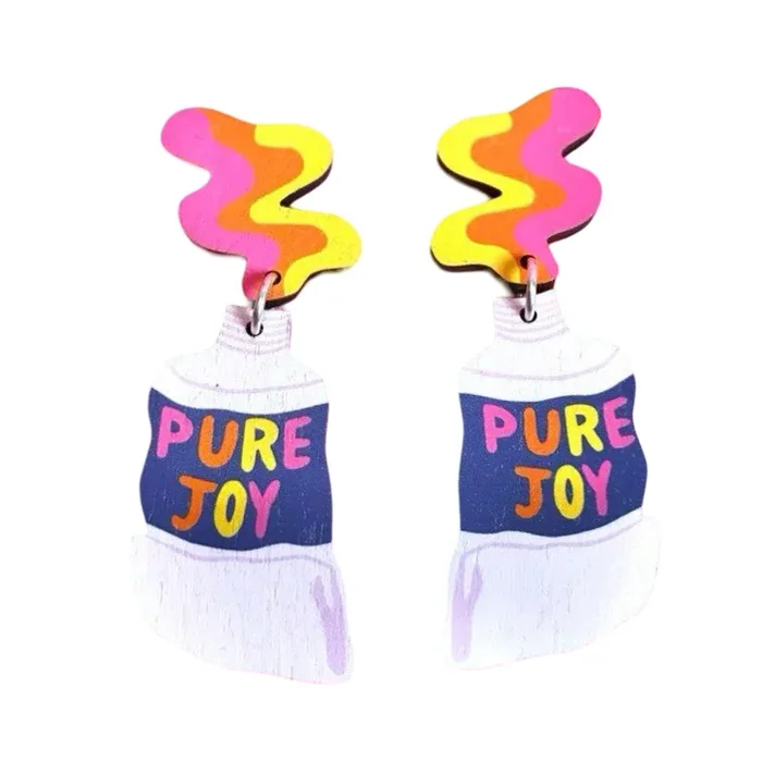Pure Joy Paint Tube Wooden Earrings