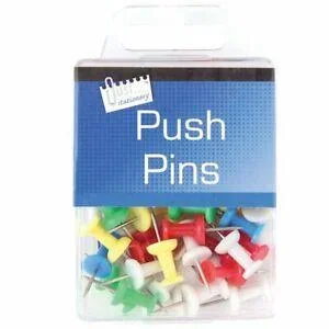 Push Pins Assorted Colours 50 Pack – Case of 12