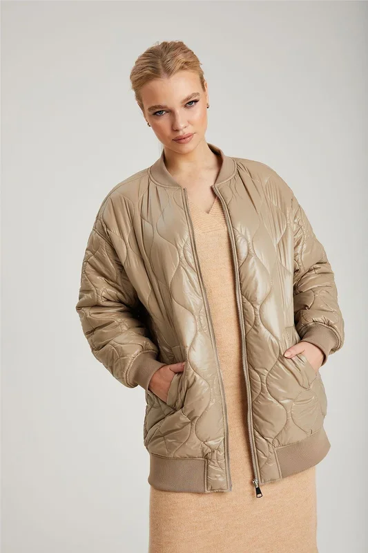 Quilted Longline Bomber