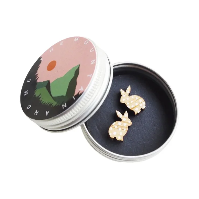 Rabbit Bamboo Stud Earrings