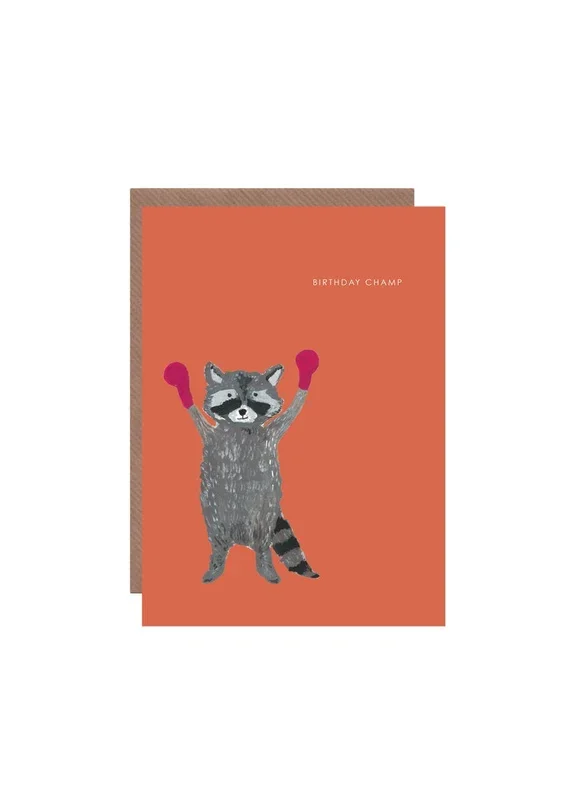 Raccoon Champ Birthday Card